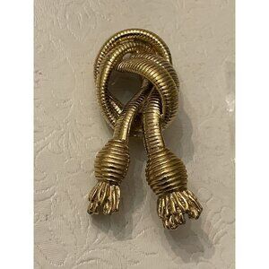 Vintage Brooch KJL Kenneth Jay Lane Twisted Rope Tassel Knot Pin Paris 3” Heavy